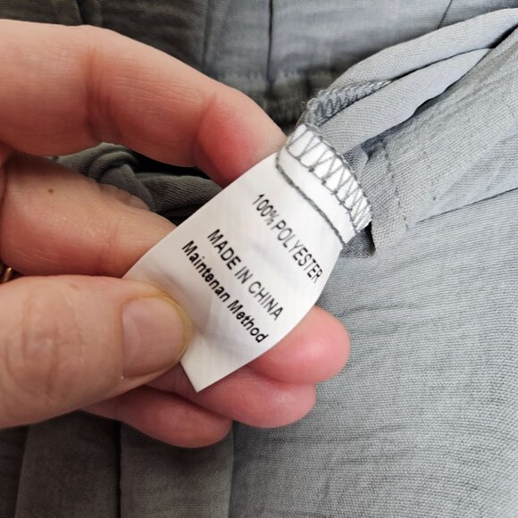 Caracilia Gray High-Waisted Pants Wide‎ Leg Pull On Tie Waist L Beachy Work - Picture 4 of 11